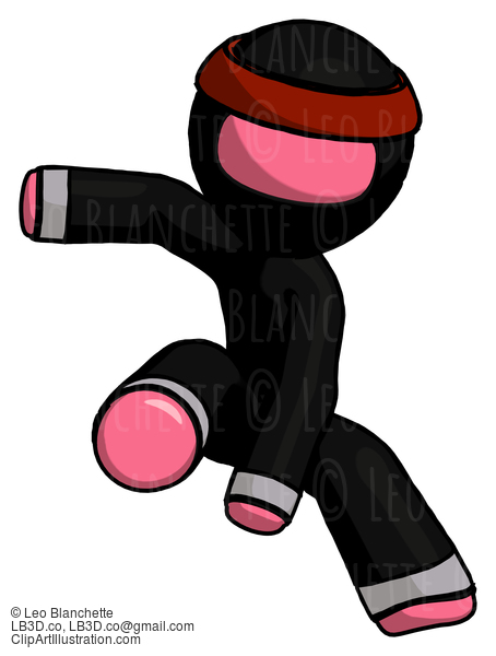 Pink Ninja Warrior Man Action Hero Jump Pose #5064