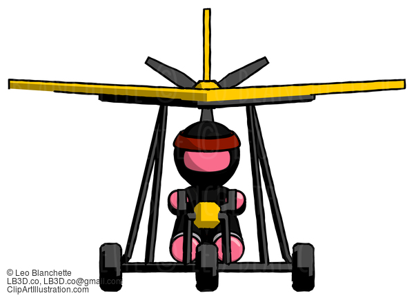 Pink Ninja Warrior Man In Ultralight Aircraft Front View #5069