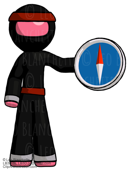 Pink Ninja Warrior Man Holding A Large Compass #5090