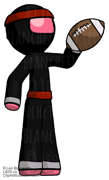 Pink Ninja Warrior Man Holding Football Up #5091