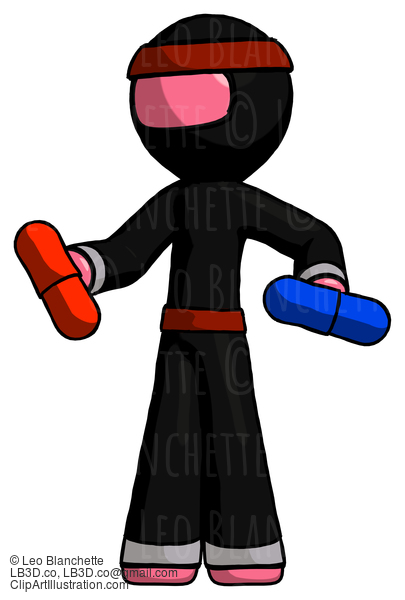 Pink Ninja Warrior Man Red Pill Or Blue Pill Concept #5109