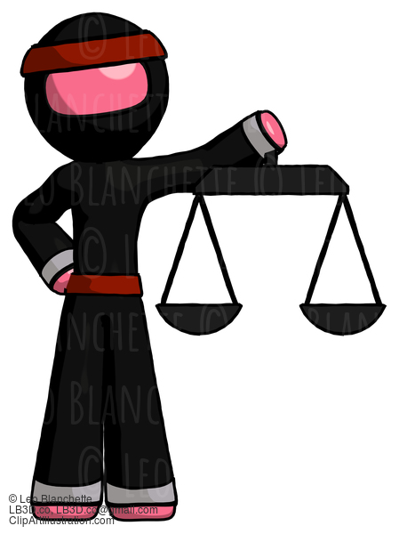 Pink Ninja Warrior Man Holding Scales Of Justice #5112