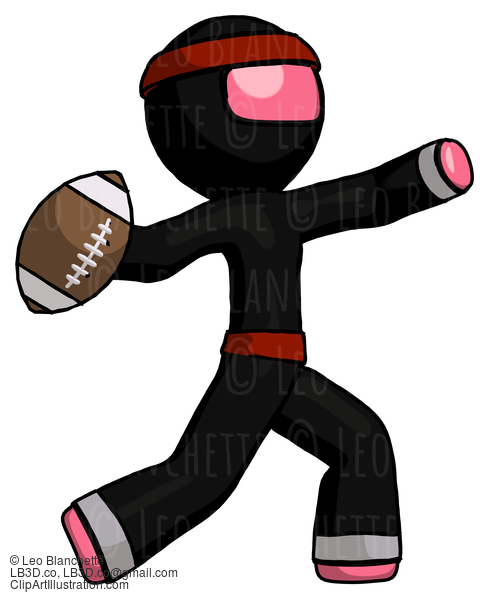 Pink Ninja Warrior Man Throwing Football #5118
