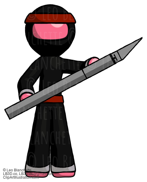 Pink Ninja Warrior Man Holding Large Scalpel #5127