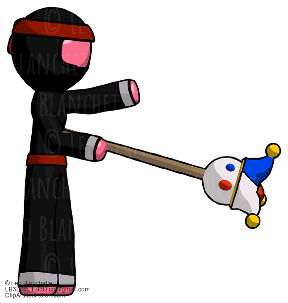 Pink Ninja Warrior Man Holding Jesterstaff - I Dub Thee Foolish Concept #5185