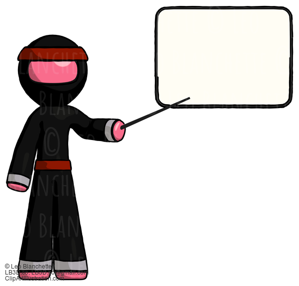 Pink Ninja Warrior Man Giving Presentation In Front Of Dry-Erase Board #5210