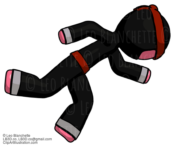 Pink Ninja Warrior Man Running While Falling Down #5214