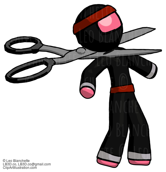 Pink Ninja Warrior Man Scissor Beheading Office Worker Execution #5215