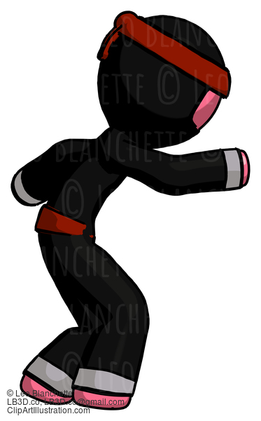 Pink Ninja Warrior Man Sneaking While Reaching For Something #5224