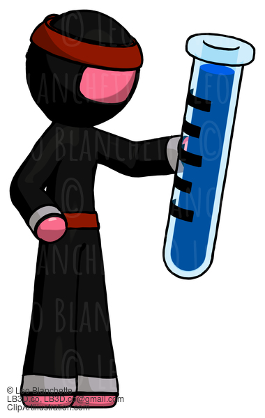 Pink Ninja Warrior Man Holding Large Test Tube #5240