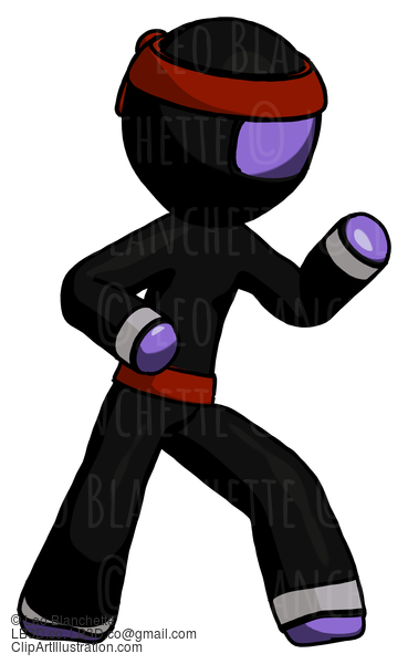 Purple Ninja Warrior Man Martial Arts Defense Pose Right #6164