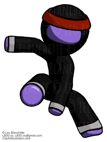 Purple Ninja Warrior Man Action Hero Jump Pose #6165