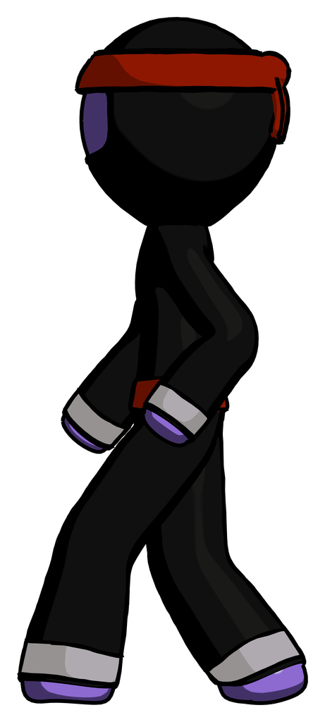 Purple Ninja Warrior man walking left side view