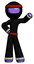 Purple Ninja Warrior Man Waving Left Arm with Hand on Hip