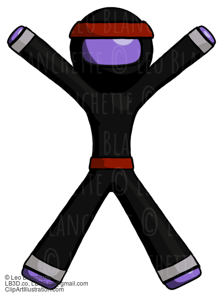 Purple Ninja Warrior Man Jumping Or Flailing #6185