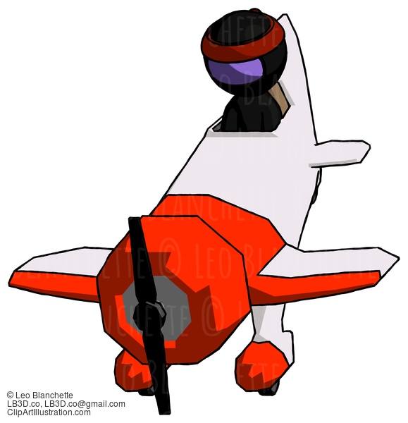 Purple Ninja Warrior Man In Geebee Stunt Plane Descending Front Angle View #6195