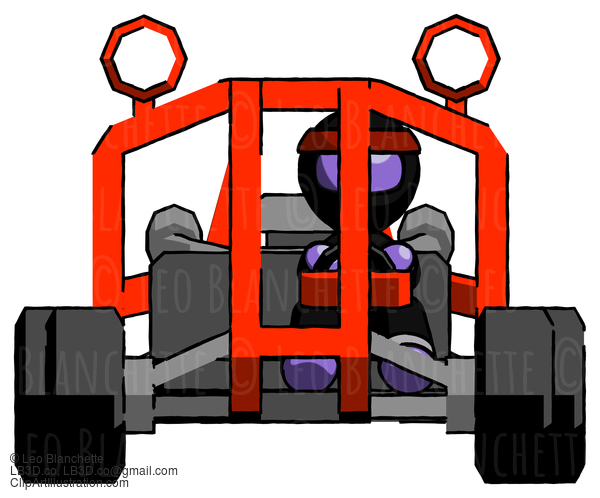 Purple Ninja Warrior Man Riding Sports Buggy Front View #6196