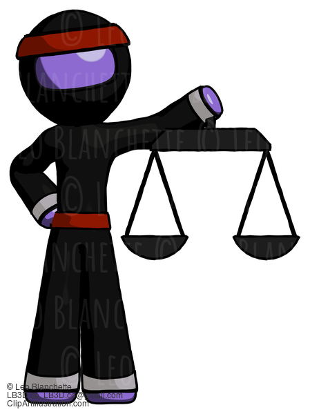 Purple Ninja Warrior Man Holding Scales Of Justice #6204