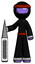 Purple Ninja Warrior Man Standing With Large Thermometer
