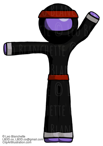 Purple Ninja Warrior Man Directing Traffic Left #6206