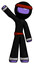 Purple Ninja Warrior Man Waving Emphatically with Right Arm