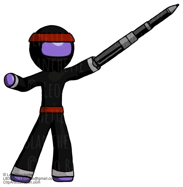 Purple Ninja Warrior Man Demonstrating That Indeed The Pen Is Mightier #6215