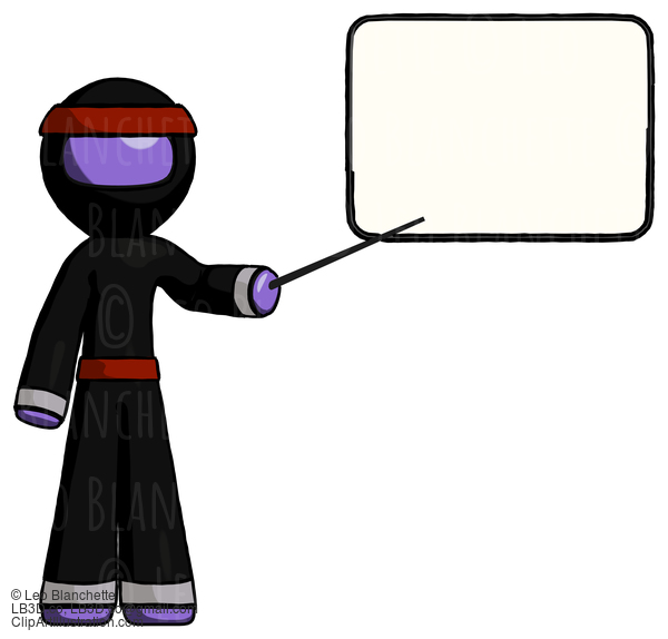 Purple Ninja Warrior Man Giving Presentation In Front Of Dry-Erase Board #6225