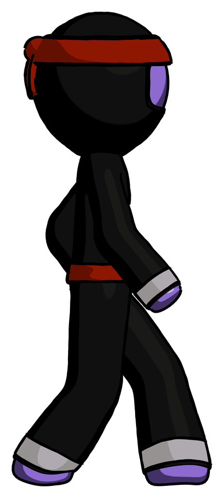 Purple Ninja Warrior man walking right side view