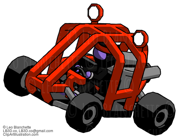 Purple Ninja Warrior Man Riding Sports Buggy Side Top Angle View #6239