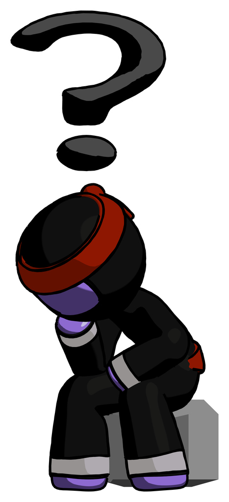 Purple Ninja Warrior Man Thinker Question Mark Concept