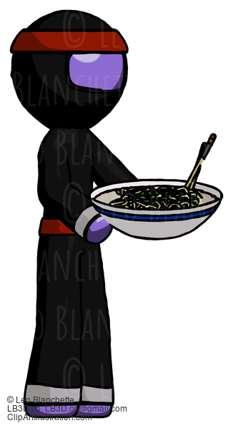 Purple Ninja Warrior Man Holding Noodles Offering To Viewer #6248