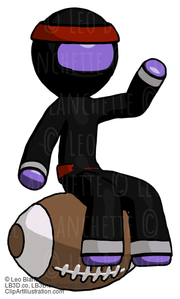 Purple Ninja Warrior Man Sitting On Giant Football #6261