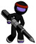 Purple Ninja Warrior Man Writing with a really big pen