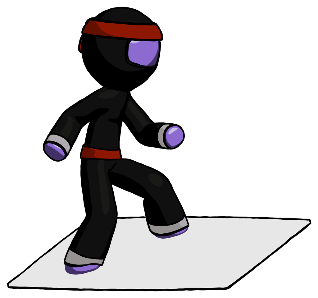 Purple Ninja Warrior Man on postage envelope surfing