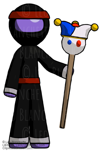 Purple Ninja Warrior Man Holding Jester Staff #6284