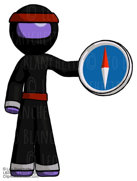 Purple Ninja Warrior Man Holding A Large Compass #6287