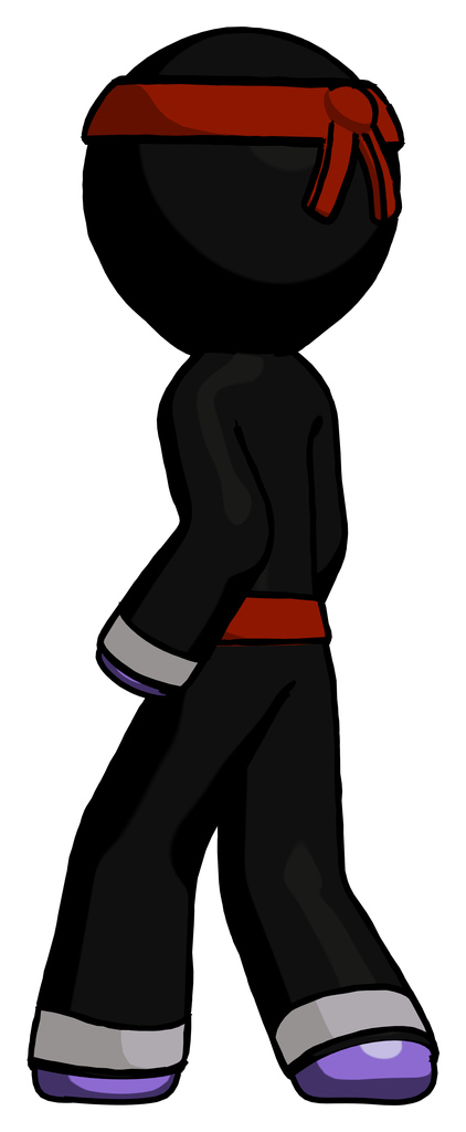 Purple Ninja Warrior man walking away direction left view