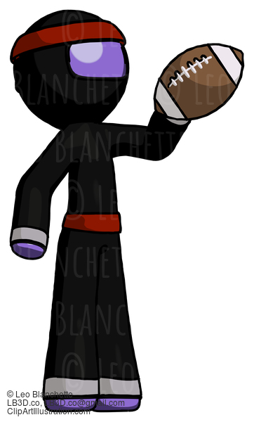 Purple Ninja Warrior Man Holding Football Up #6305