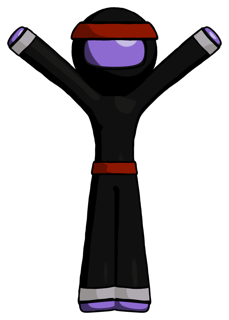 Purple Ninja Warrior Man with Arms Out Joyfully