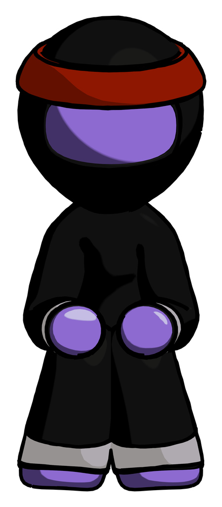 Purple Ninja Warrior Man squatting facing front