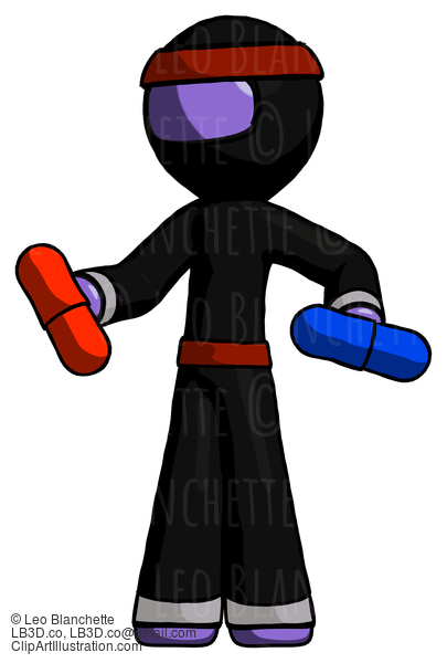 Purple Ninja Warrior Man Red Pill Or Blue Pill Concept #6319