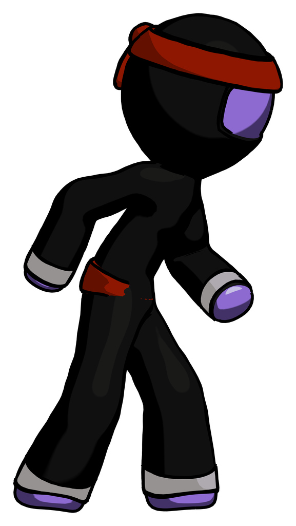 Purple Ninja Warrior Man Suspense action pose facing right