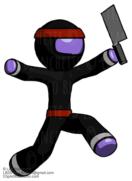 Purple Ninja Warrior Man Psycho Running With Meat Cleaver #6326