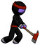 Purple Ninja Warrior Man striking with a red firefighter's ax