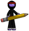 Purple Ninja Warrior Man writer or blogger holding large pencil