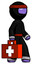 Purple Ninja Warrior Man Walking With Medical Aid Briefcase To Right