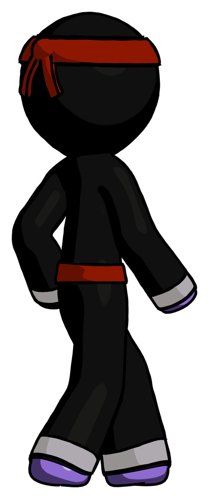 Purple Ninja Warrior man walking away direction right view