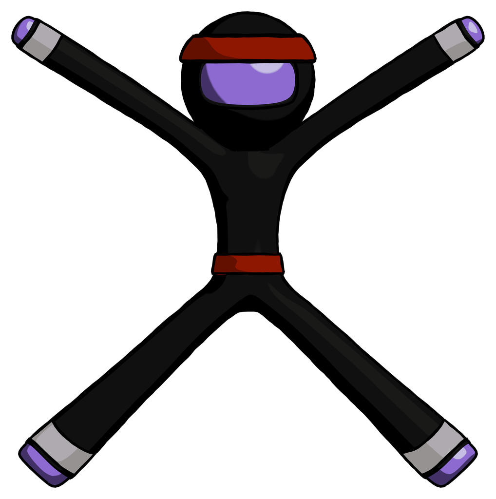 Purple Ninja Warrior Man with arms and legs stretched out