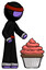Purple Ninja Warrior Man with giant cupcake dessert