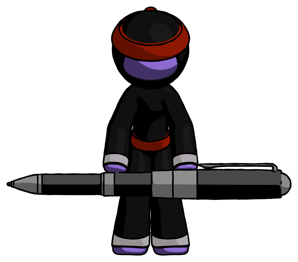 Purple Ninja Warrior Man weightlifting a giant pen